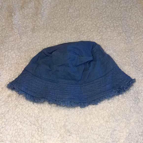 Blue and White Frayed Cotton Summer Bucket Hats - Picture 8 of 10